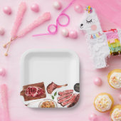 Steak Food Watercolor Pappteller (Party)