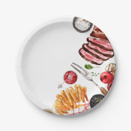 Steak Food Watercolor Pappteller