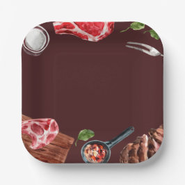 Steak Food Watercolor Pappteller