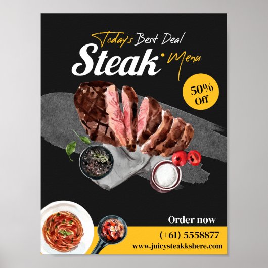 Steak Food Watercolor Poster (Vorne)