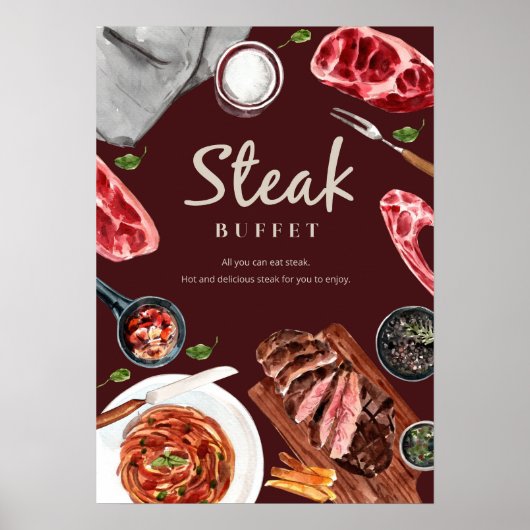 Steak Food Watercolor Poster (Vorne)