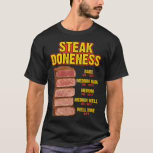 Steak-Garstufen-Tabelle Leitfaden BBQ Fleisch Chef T-Shirt