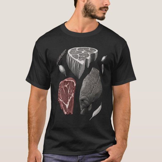 Steak Grilling Father Grayscale Griller Steak 3 T-Shirt (Vorderseite)