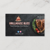 Steak House Business | Minimalistische Dunkle Maue Visitenkarte (Rückseite)