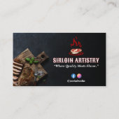 Steak House Business | Minimalistischer dunkler St Visitenkarte (Rückseite)