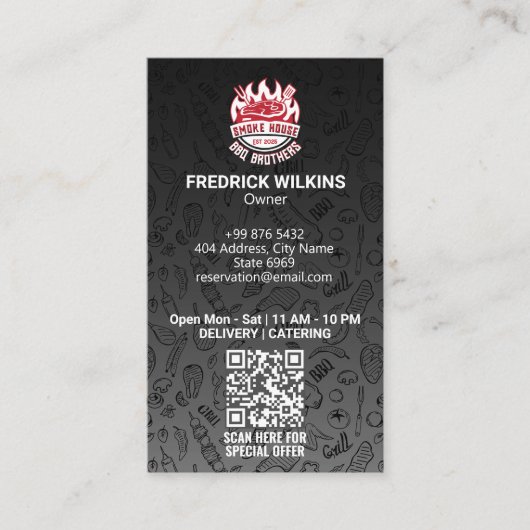 Steak House Business | Minimalistischer dunkler St Visitenkarte (Vorderseite)