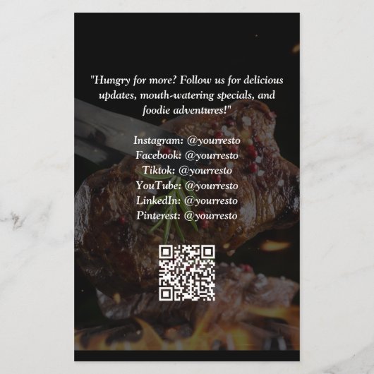 Steak House Specials Restaurant Flyer 2 Seiten (Hinten)