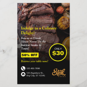 Steak House, Steak Resto, Restaurant Flyer