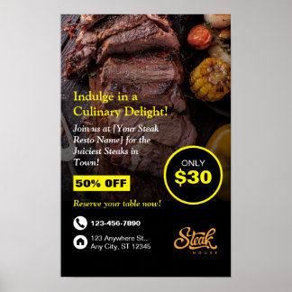 Steak House, Steak Resto, Restaurant Flyer Poster