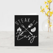 Steak It Easy Funny Grillen Grilling Väter Day Mem Karte (Gelbe Blume)