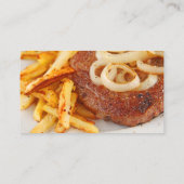 Steak mit Zwiebeln und Pommes frites Visitenkarte (Rückseite)