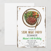 Steak Night BBQ party Invitation Einladung (Vorne/Hinten)