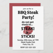 Steak Sticks Funny Steak GRILLEN Party Einladung (Vorne/Hinten)