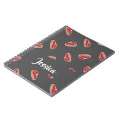 Steakfleisch auf grau notizblock (Linke Seite)