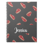 Steakfleisch auf grau notizblock (Vorderseite)