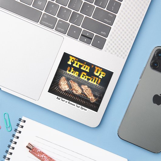 Steaks am Grill Aufkleber (Laptop mit iPhone)