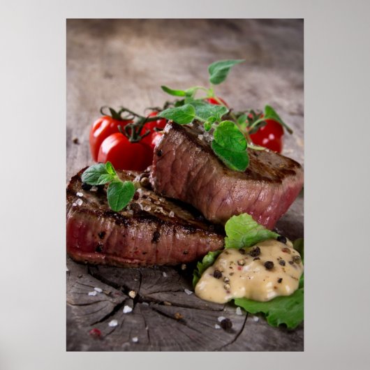 Steaks aus gegrillter Grillen mit frischen Kräuter Poster (Vorne)
