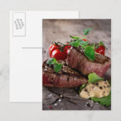 Steaks aus gegrillter Grillen mit frischen Kräuter Postkarte (Vorne/Hinten)