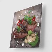 Steaks aus gegrillter Grillen mit frischen Kräuter Quadratische Wanduhr (Winkel)
