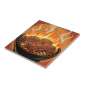 Steaks Grillen BBQ Flammen Fliese (Seite)