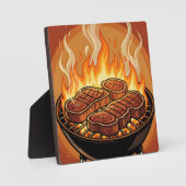 Steaks Grillen BBQ Flammen Fotoplatte (Vorderseite)