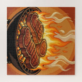 Steaks Grillen BBQ Flammen Puzzle (Horizontal)