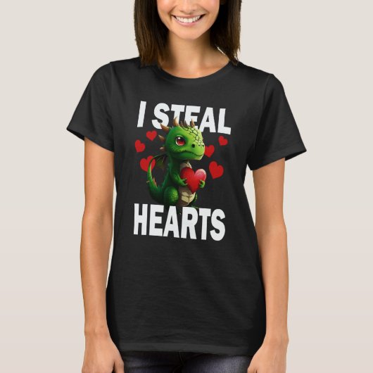 Steal Hearts Cute Dragon Baby Valentines Day T-Shirt (Vorderseite)