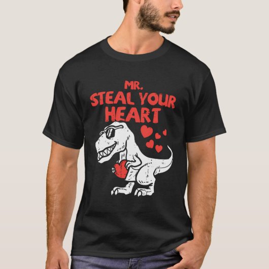 Steal Your Heart Dino Valentinstag Ba T-Shirt (Vorderseite)