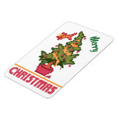 stealing cat, tree, Pixel Art, Merry Christmas  Magnet (Linke Seite)