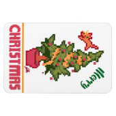 stealing cat, tree, Pixel Art, Merry Christmas  Magnet (Horizontal)