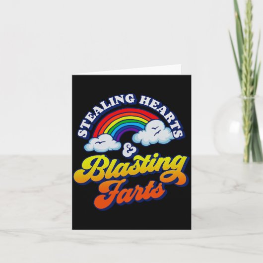 Stealing Hearts &amp; Blasting Farts Funny Rainbow Karte (Vorderseite)