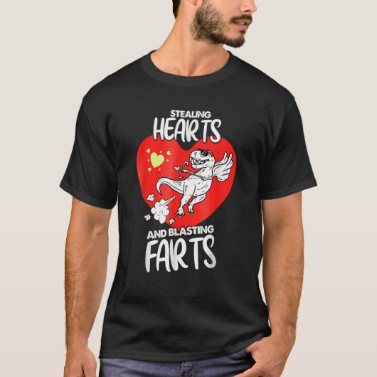 Stealing Hearts And Blasting Farts Dino Cupid Vale T-Shirt (Vorderseite)