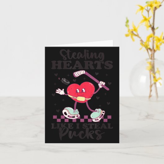 Stealing Hearts Like I Steal Pucks Funny Valentine Karte (Gelbe Blume)