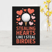 Stealing Hearts - Steal Birdies Cute Golf Valentin Karte (Gelbe Blume)