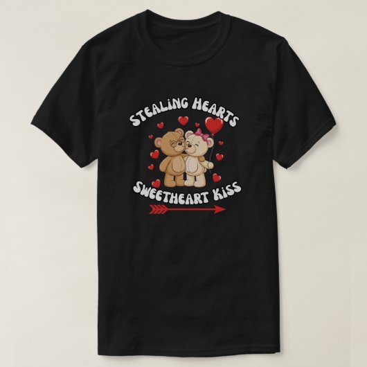 Stealing Hearts Sweetheart Kiss Teddy Bear T-Shirt (Design vorne)