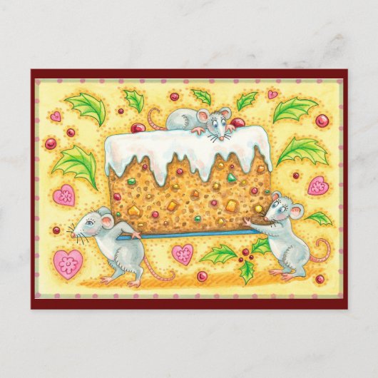 Stealing the Fruitcake Cute Christmas Feiertagspostkarte (Vorderseite)