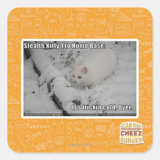 Stealth Kitty 1 Quadratischer Aufkleber (Vorderseite)