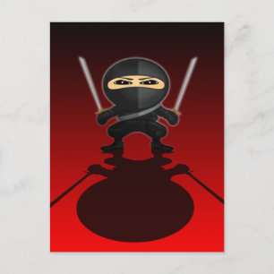 Stealth Ninja Boy Dual Katana Rot-Schwarz-Verlauf Postkarte