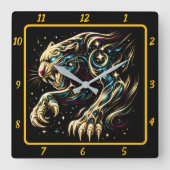 Stealth Panther Neon Light Timekeeper Quadratische Wanduhr (Vorderseite)