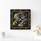 Stealth Panther Neon Light Timekeeper Quadratische Wanduhr (Zuhause)