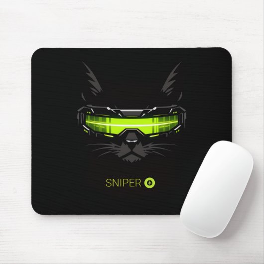 Stealth Sniper Cat Neon Grün Professionelle Maus P Mousepad (Mit Mouse)