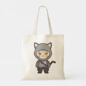 Stealth & Style: Moderne Ninja Cat Tote Bag Tragetasche (Rückseite)
