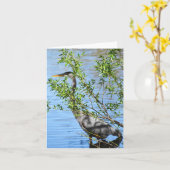 Stealthy (Great Blue Heron #2) - Blank Note Card Karte (Gelbe Blume)