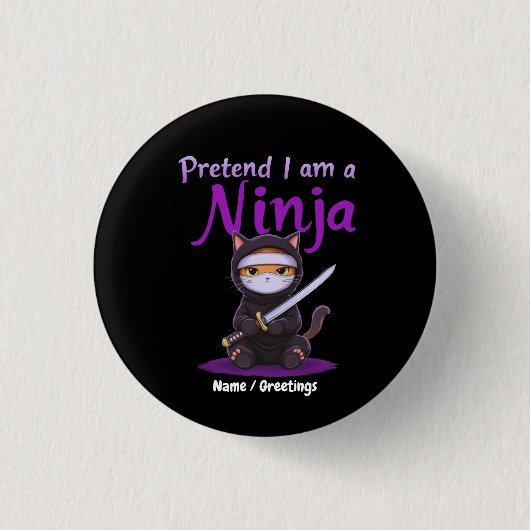 Stealthy Ninja Cat Masked Kitty Warrior Pun Button (Vorderseite)