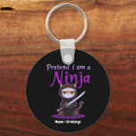 Stealthy Ninja Cat Masked Kitty Warrior Pun Schlüsselanhänger<br><div class="desc">A cute and mysterious ginger cat dressed in full ninja gear. Perfect for cat lovers who enjoy stealthy humor and adorable martial arts-themed illustrations.</div>