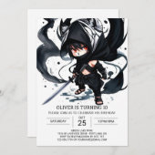 Stealthy Ninja Sword Birthday Einladung (Vorne/Hinten)