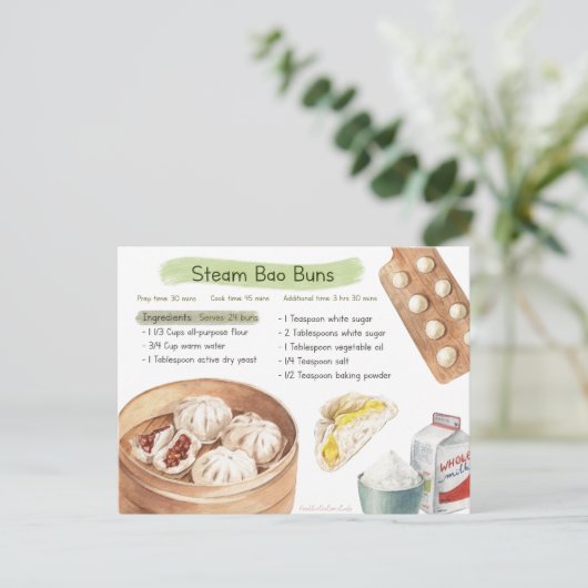 Steam Bao Buns Rezept Card Postkarte (Stehend Vorderseite)