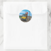 Steam Cab-Taxi Runder Aufkleber (Tasche)