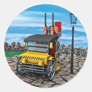 Steam Cab-Taxi Runder Aufkleber