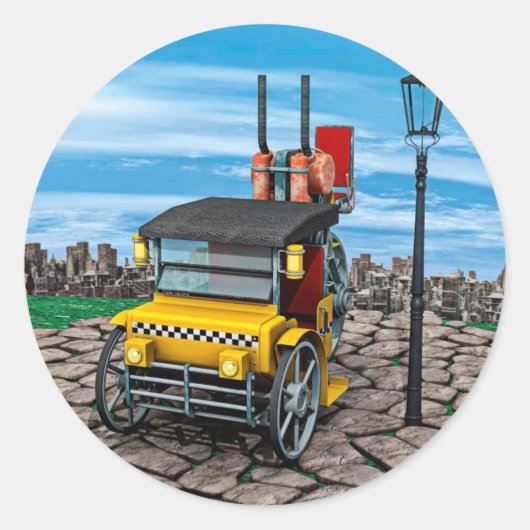 Steam Cab-Taxi Runder Aufkleber (Vorderseite)